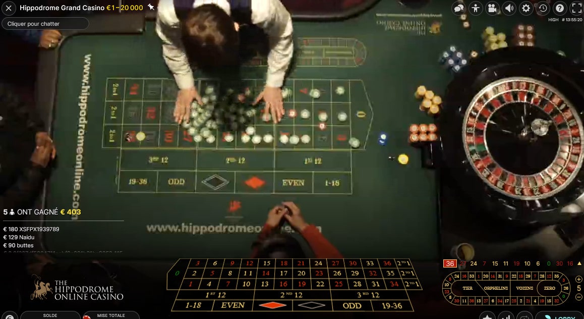 Croupier a la table de Roulette de l'Hippodrome Casino de Londres