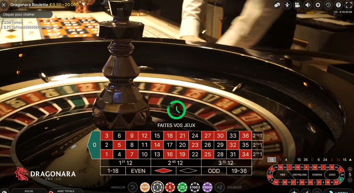 croupier a la table Dragonara Roulette a Malte