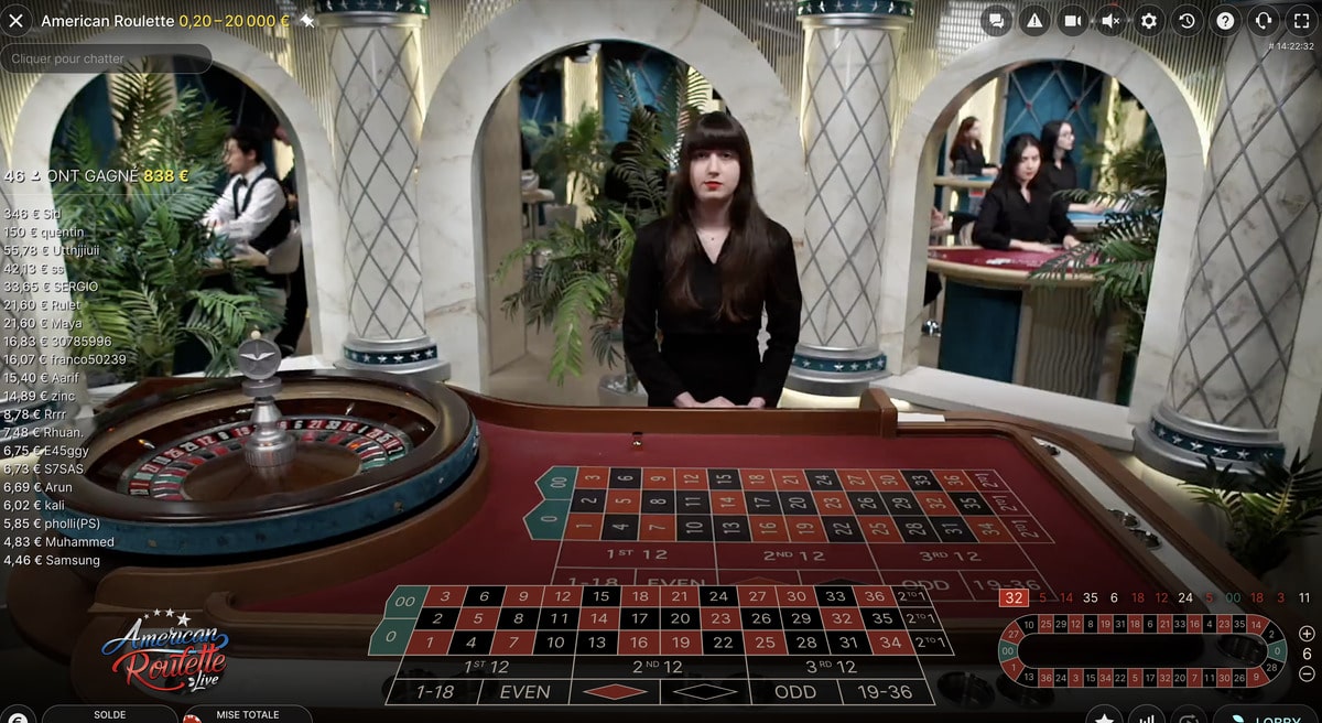Studio avec croupier en direct American Roulette