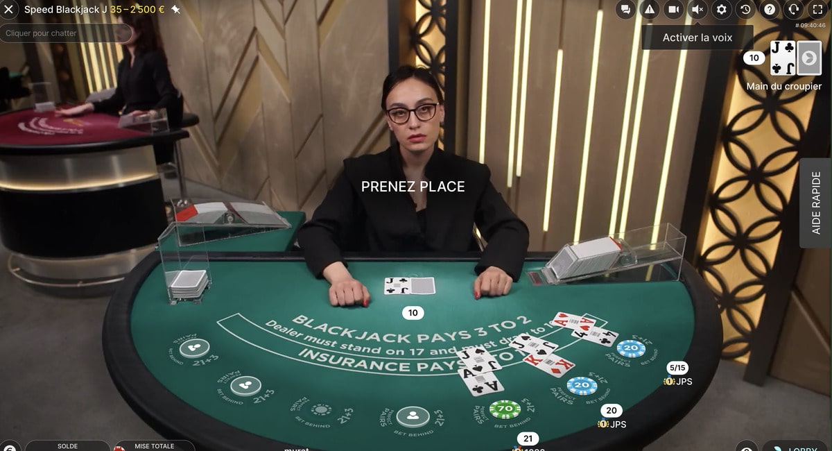 Speed Blackjack avec live dealer
